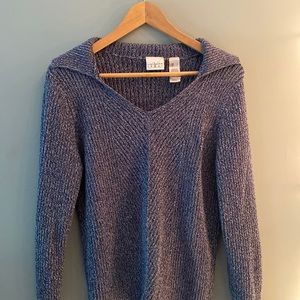 Collared blue and grey knit sweater! thick material!!